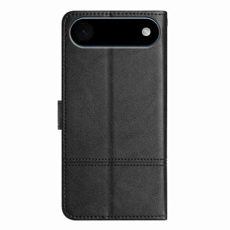 For iPhone Air Cowhide Texture Stitching Leather Phone Case(Black) - iPhone Air Cases by buy2fix | Online Shopping UK | buy2fix