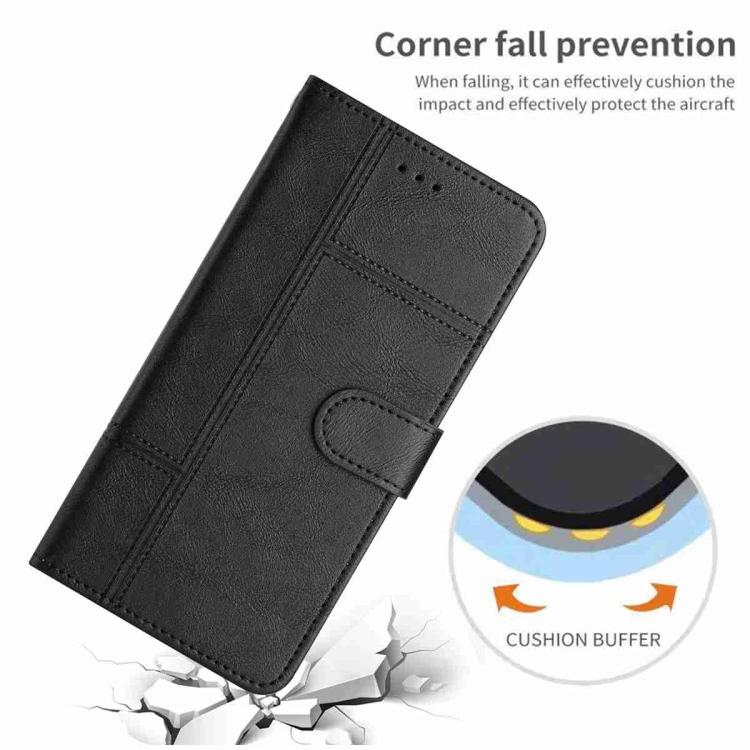 For iPhone Air Cowhide Texture Stitching Leather Phone Case(Black) - iPhone Air Cases by buy2fix | Online Shopping UK | buy2fix