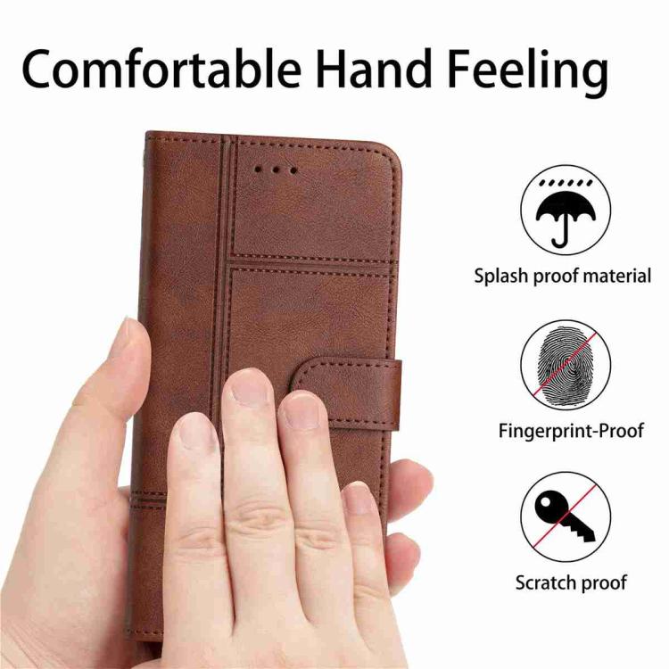 For iPhone Air Cowhide Texture Stitching Leather Phone Case(Coffee) - iPhone Air Cases by buy2fix | Online Shopping UK | buy2fix