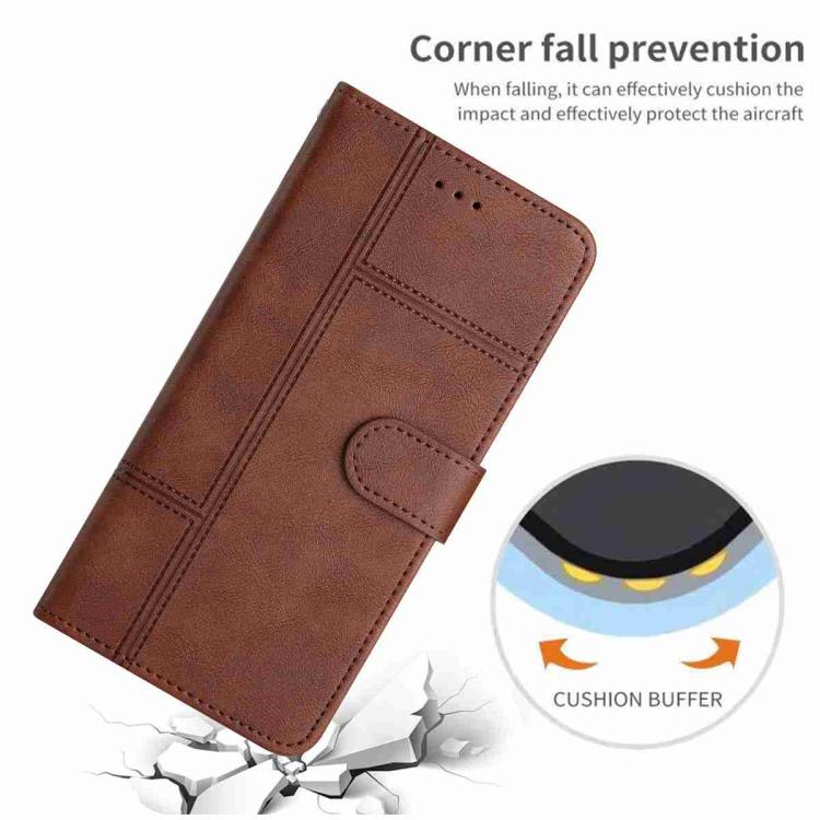 For iPhone Air Cowhide Texture Stitching Leather Phone Case(Coffee) - iPhone Air Cases by buy2fix | Online Shopping UK | buy2fix
