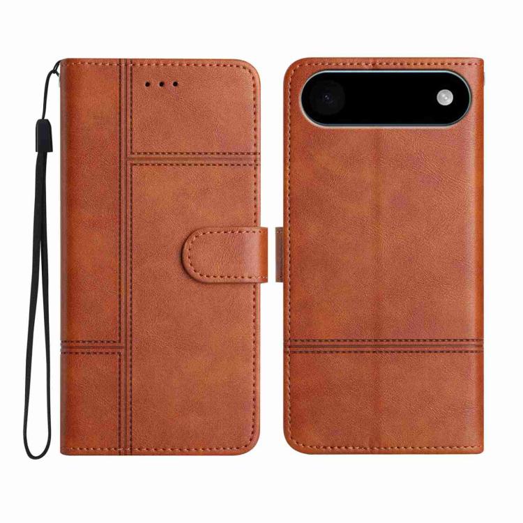 For iPhone Air Cowhide Texture Stitching Leather Phone Case(Brown) - iPhone Air Cases by buy2fix | Online Shopping UK | buy2fix
