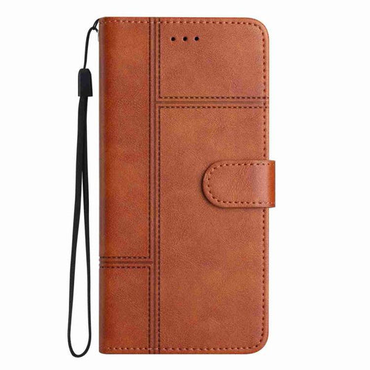 For iPhone Air Cowhide Texture Stitching Leather Phone Case(Brown) - iPhone Air Cases by buy2fix | Online Shopping UK | buy2fix
