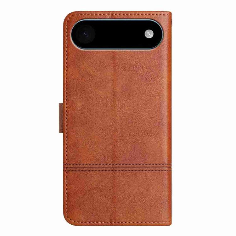For iPhone Air Cowhide Texture Stitching Leather Phone Case(Brown) - iPhone Air Cases by buy2fix | Online Shopping UK | buy2fix