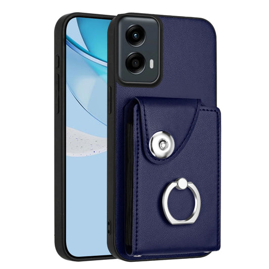 For Motorola Moto G 5G 2024 Organ Card Bag Ring Holder Phone Case(Blue) by buy2fix