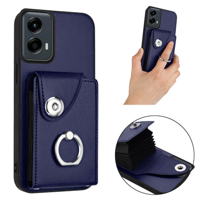 For Motorola Moto G 5G 2024 Organ Card Bag Ring Holder Phone Case(Blue) by buy2fix