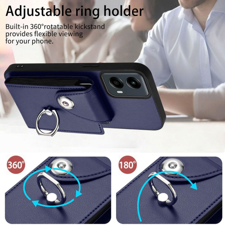 For Motorola Moto G 5G 2024 Organ Card Bag Ring Holder Phone Case(Blue) by buy2fix