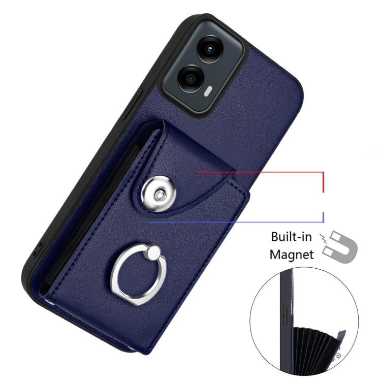 For Motorola Moto G 5G 2024 Organ Card Bag Ring Holder Phone Case(Blue) by buy2fix