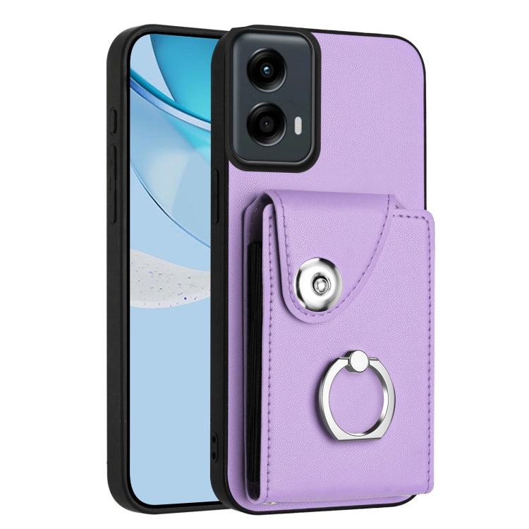 For Motorola Moto G 5G 2024 Organ Card Bag Ring Holder Phone Case(Purple) by buy2fix
