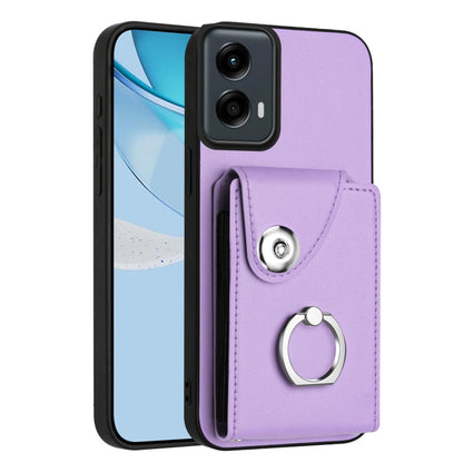 For Motorola Moto G 5G 2024 Organ Card Bag Ring Holder Phone Case(Purple) by buy2fix