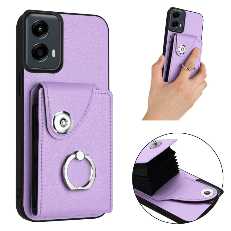 For Motorola Moto G 5G 2024 Organ Card Bag Ring Holder Phone Case(Purple) by buy2fix