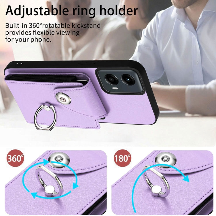 For Motorola Moto G 5G 2024 Organ Card Bag Ring Holder Phone Case(Purple) by buy2fix