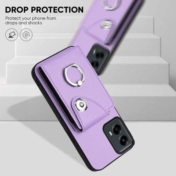 For Motorola Moto G 5G 2024 Organ Card Bag Ring Holder Phone Case(Purple) by buy2fix