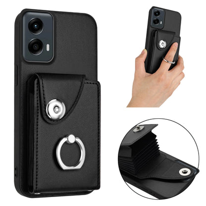 For Motorola Moto G 5G 2024 Organ Card Bag Ring Holder Phone Case(Black) by buy2fix