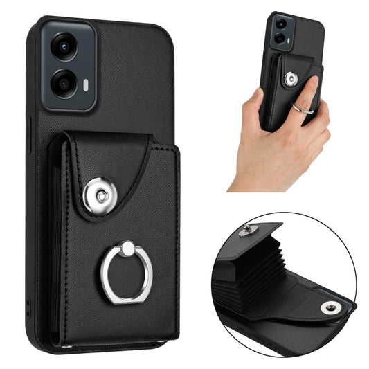 For Motorola Moto G 5G 2024 Organ Card Bag Ring Holder Phone Case(Black) by buy2fix