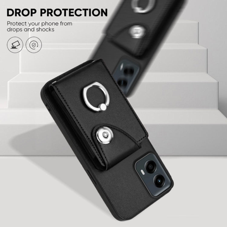 For Motorola Moto G 5G 2024 Organ Card Bag Ring Holder Phone Case(Black) by buy2fix