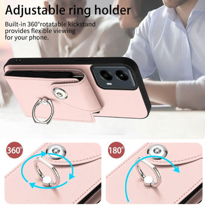 For Motorola Moto G 5G 2024 Organ Card Bag Ring Holder Phone Case(Pink) by buy2fix