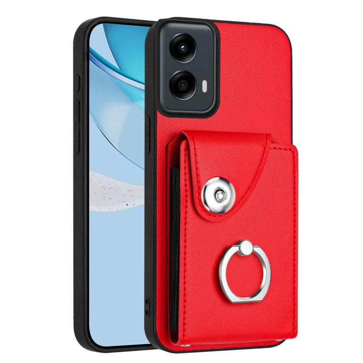 For Motorola Moto G 5G 2024 Organ Card Bag Ring Holder Phone Case(Red) by buy2fix
