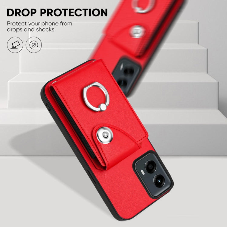 For Motorola Moto G 5G 2024 Organ Card Bag Ring Holder Phone Case(Red) by buy2fix