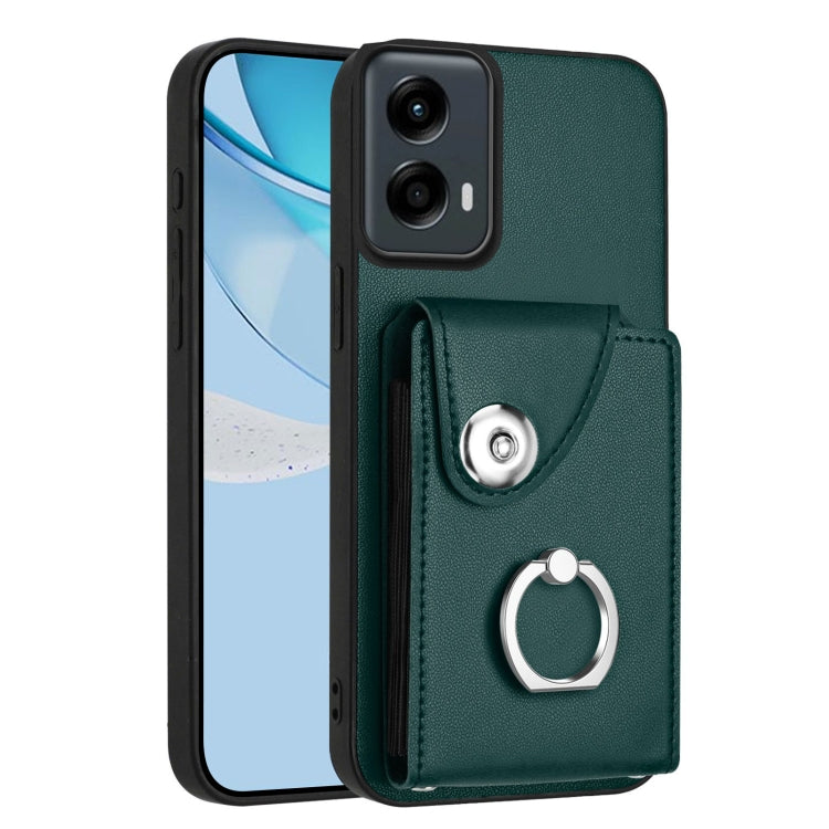 For Motorola Moto G 5G 2024 Organ Card Bag Ring Holder Phone Case(Green) by buy2fix