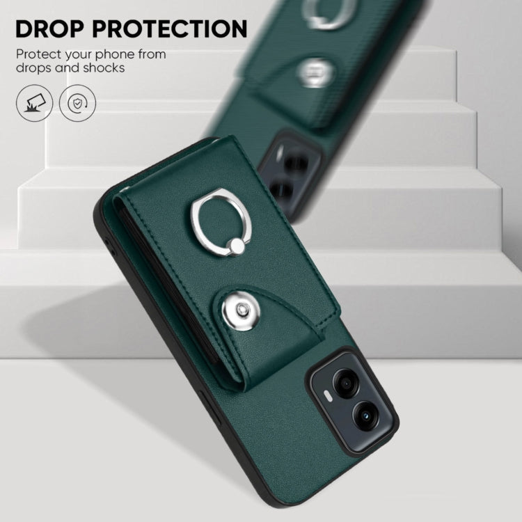 For Motorola Moto G 5G 2024 Organ Card Bag Ring Holder Phone Case(Green) by buy2fix