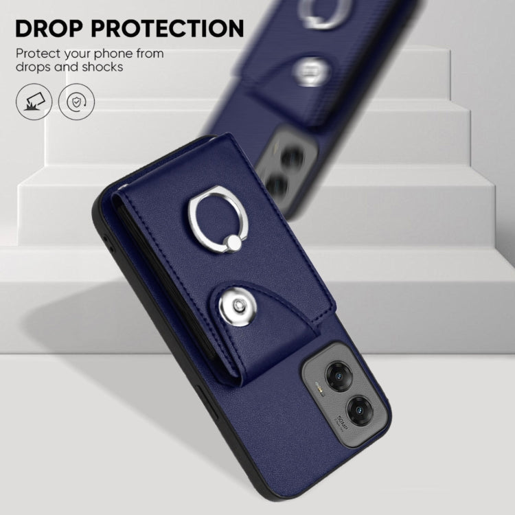 For Motorola Moto G Stylus 5G 2024 Organ Card Bag Ring Holder Phone Case(Blue) by buy2fix