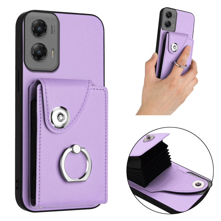 For Motorola Moto G Stylus 5G 2024 Organ Card Bag Ring Holder Phone Case(Purple) by buy2fix