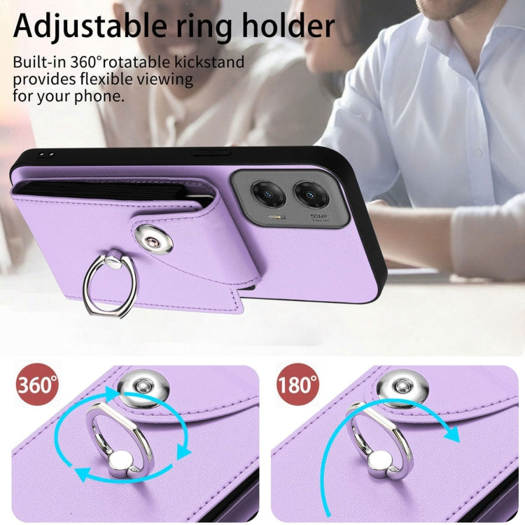 For Motorola Moto G Stylus 5G 2024 Organ Card Bag Ring Holder Phone Case(Purple) by buy2fix