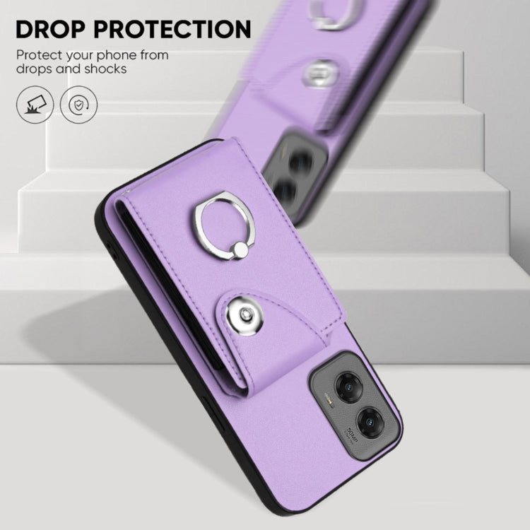 For Motorola Moto G Stylus 5G 2024 Organ Card Bag Ring Holder Phone Case(Purple) by buy2fix