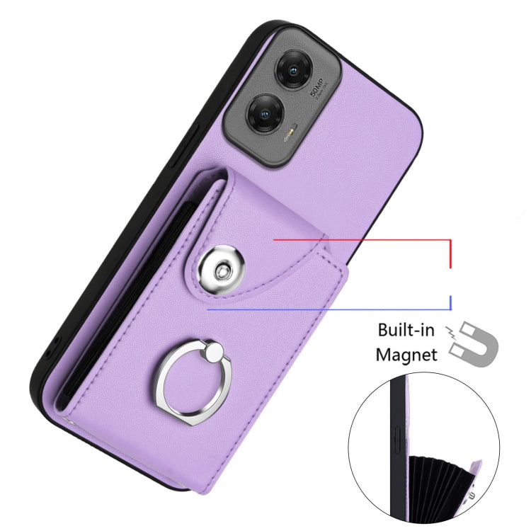 For Motorola Moto G Stylus 5G 2024 Organ Card Bag Ring Holder Phone Case(Purple) by buy2fix