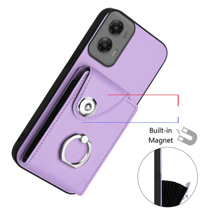 For Motorola Moto G Stylus 5G 2024 Organ Card Bag Ring Holder Phone Case(Purple) by buy2fix