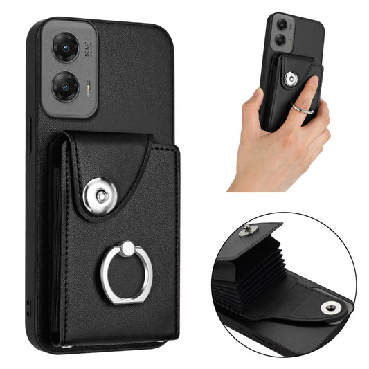 For Motorola Moto G Stylus 5G 2024 Organ Card Bag Ring Holder Phone Case(Black) by buy2fix
