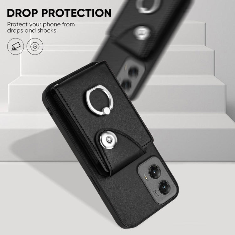 For Motorola Moto G Stylus 5G 2024 Organ Card Bag Ring Holder Phone Case(Black) by buy2fix