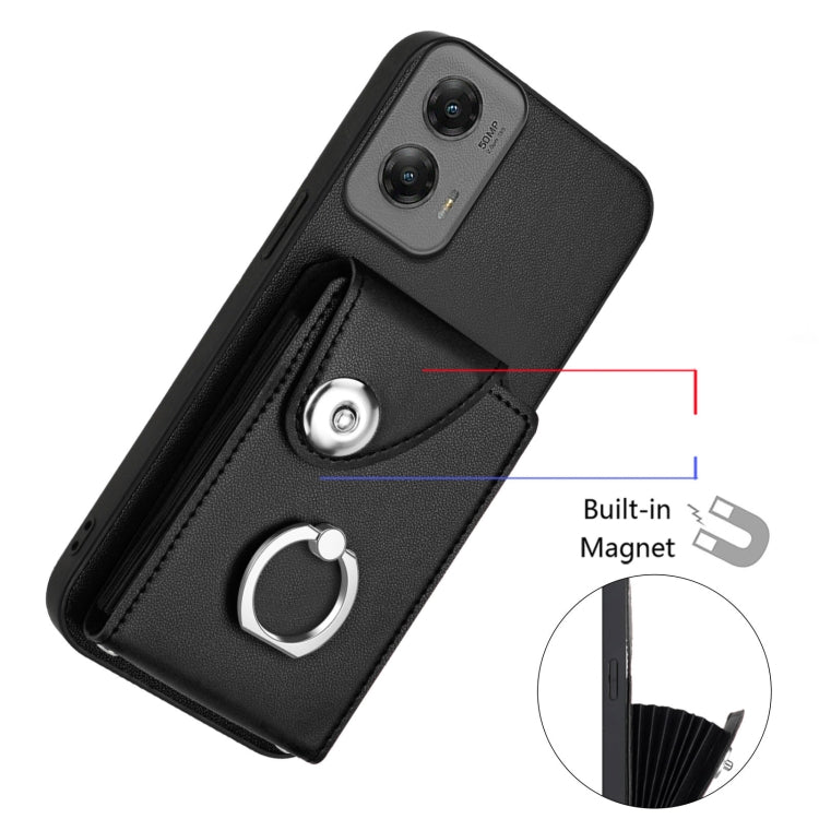 For Motorola Moto G Stylus 5G 2024 Organ Card Bag Ring Holder Phone Case(Black) by buy2fix