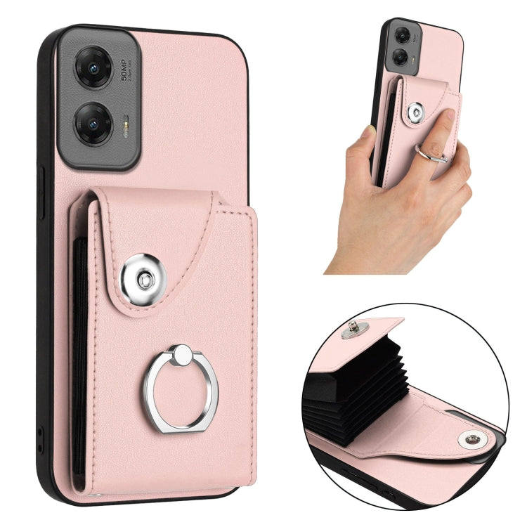 For Motorola Moto G Stylus 5G 2024 Organ Card Bag Ring Holder Phone Case(Pink) by buy2fix