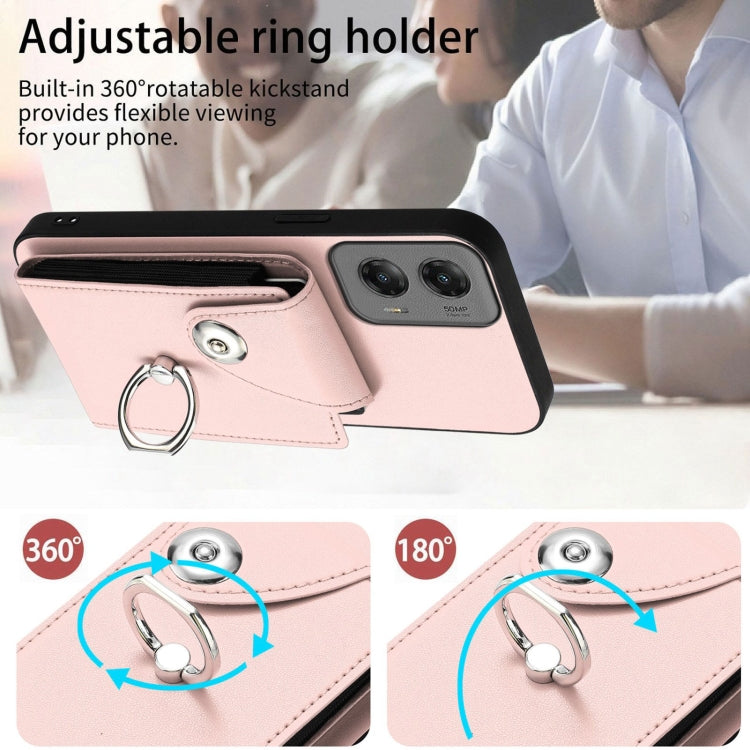For Motorola Moto G Stylus 5G 2024 Organ Card Bag Ring Holder Phone Case(Pink) by buy2fix