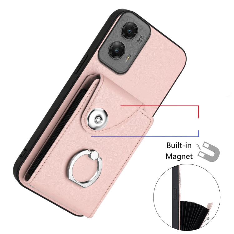 For Motorola Moto G Stylus 5G 2024 Organ Card Bag Ring Holder Phone Case(Pink) by buy2fix