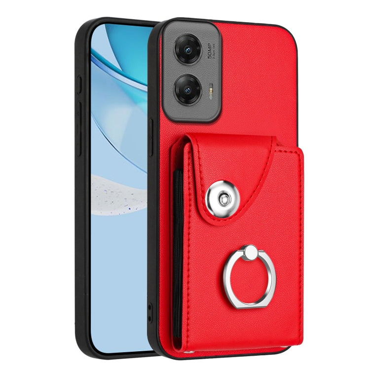 For Motorola Moto G Stylus 5G 2024 Organ Card Bag Ring Holder Phone Case(Red) by buy2fix