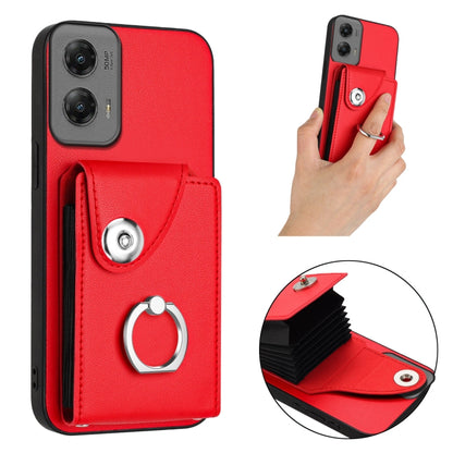 For Motorola Moto G Stylus 5G 2024 Organ Card Bag Ring Holder Phone Case(Red) by buy2fix