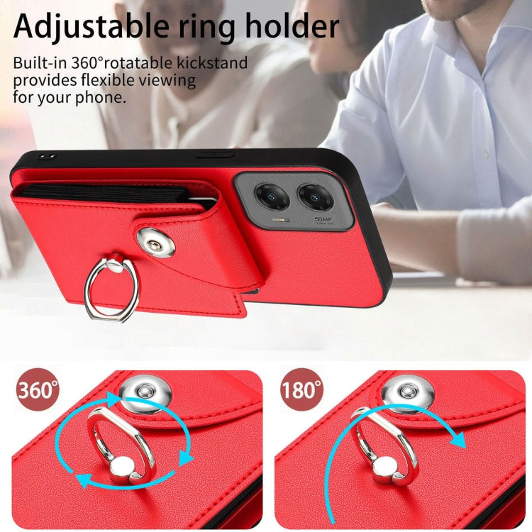 For Motorola Moto G Stylus 5G 2024 Organ Card Bag Ring Holder Phone Case(Red) by buy2fix