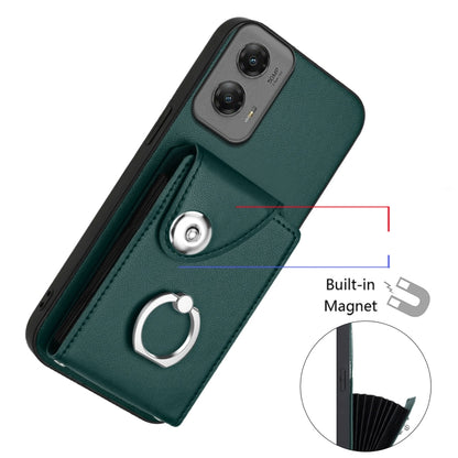 For Motorola Moto G Stylus 5G 2024 Organ Card Bag Ring Holder Phone Case(Green) by buy2fix