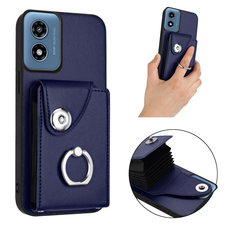For Motorola Moto G Play 2024 5G Organ Card Bag Ring Holder Phone Case(Blue) by buy2fix