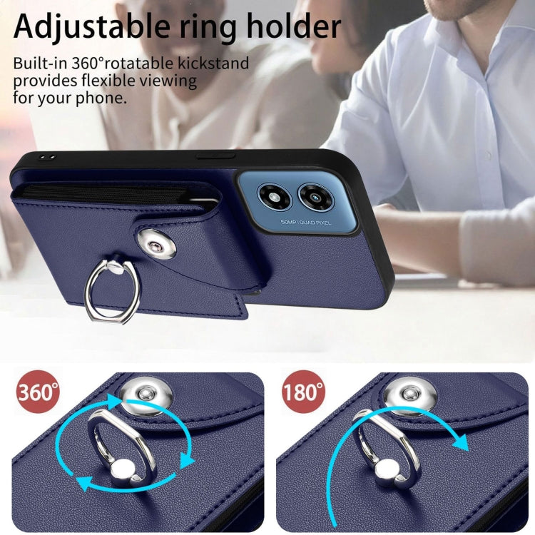 For Motorola Moto G Play 2024 5G Organ Card Bag Ring Holder Phone Case(Blue) by buy2fix