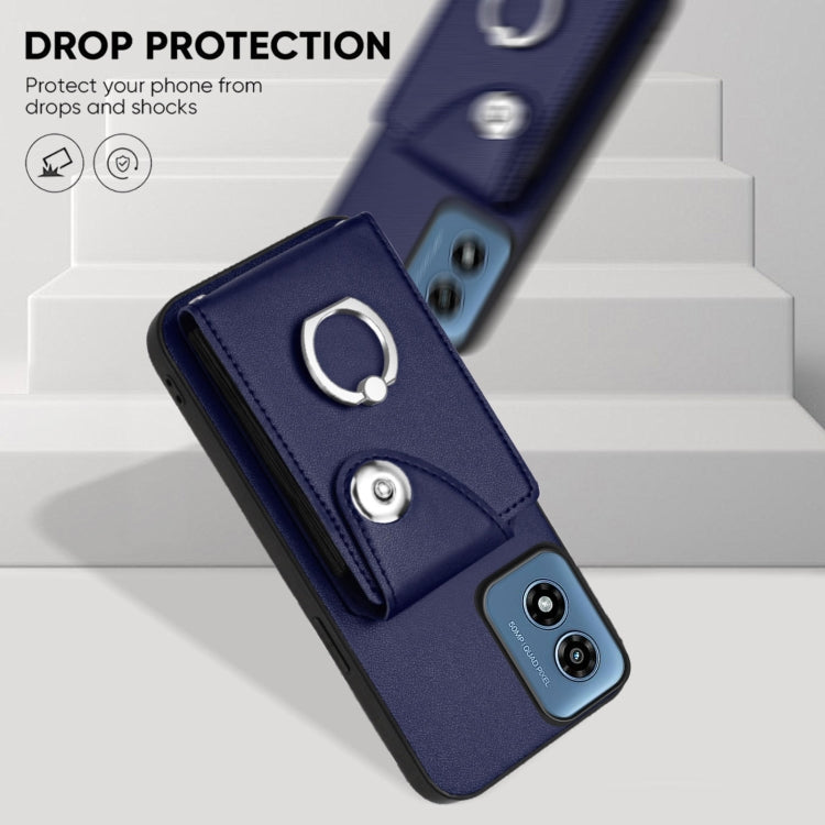 For Motorola Moto G Play 2024 5G Organ Card Bag Ring Holder Phone Case(Blue) by buy2fix
