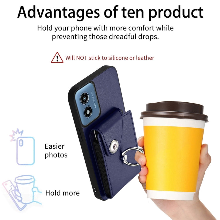 For Motorola Moto G Play 2024 5G Organ Card Bag Ring Holder Phone Case(Blue) by buy2fix