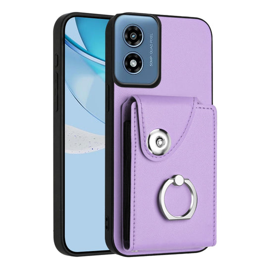 For Motorola Moto G Play 2024 5G Organ Card Bag Ring Holder Phone Case(Purple) by buy2fix