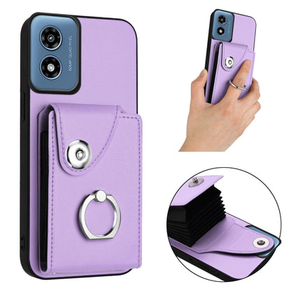 For Motorola Moto G Play 2024 5G Organ Card Bag Ring Holder Phone Case(Purple) by buy2fix