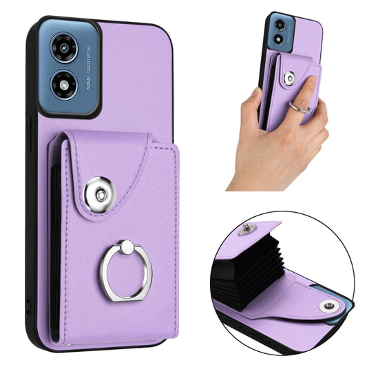 For Motorola Moto G Play 2024 5G Organ Card Bag Ring Holder Phone Case(Purple) by buy2fix