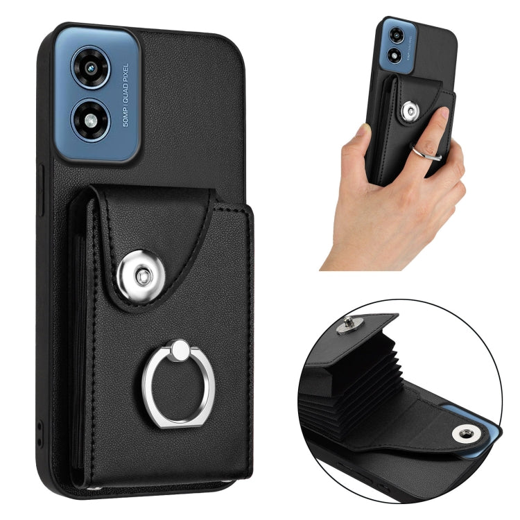 For Motorola Moto G Play 2024 5G Organ Card Bag Ring Holder Phone Case(Black) by buy2fix