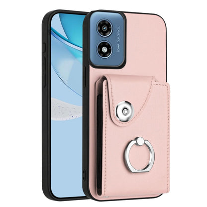 For Motorola Moto G Play 2024 5G Organ Card Bag Ring Holder Phone Case(Pink) by buy2fix