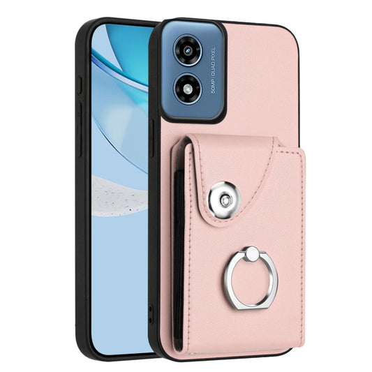 For Motorola Moto G Play 2024 5G Organ Card Bag Ring Holder Phone Case(Pink) by buy2fix